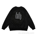 Sudadera de jersey bordado de letras vintage para hombres